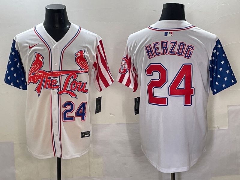 Men 2025 St.Louis Cardinals #24 Herzog White a generation of national flags Joint Name Nike MLB Jersey style 5